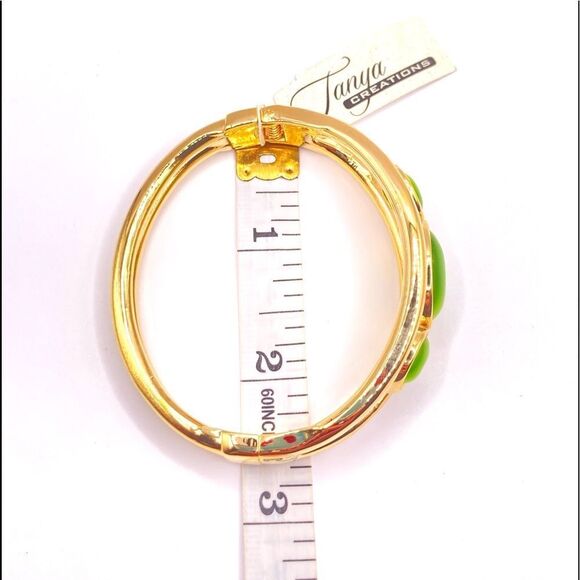 Tanya Creations Gold Green Accent Clamp Bangle Bracelet - Picture 3 of 4